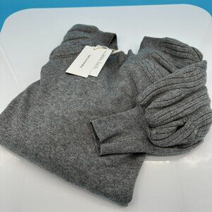 Fabiana Filippi Lupetto Cable-Knit Puff Sleeve Cardigan Sweater, Size IT44, Gray